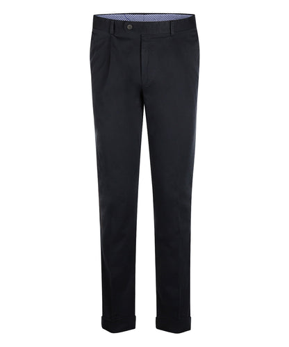 Blackpool Trousers Pleated with Turn-Up | Navy Blue