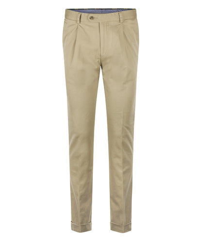 Blackpool Trousers Pleated with Turn-Up | Brown
