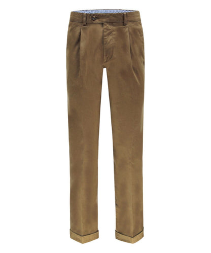 Blackpool Trousers Pleated with Turn-Up | Brown