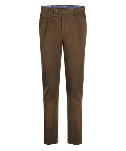 Blackpool Trousers Pleated with Turn-Up | Brown