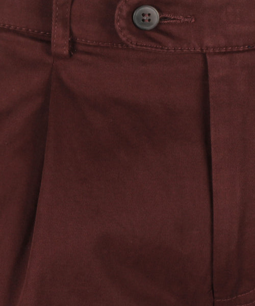 Pantalon Blackpool Bandplooi met Omslag | Bordeaux Rood