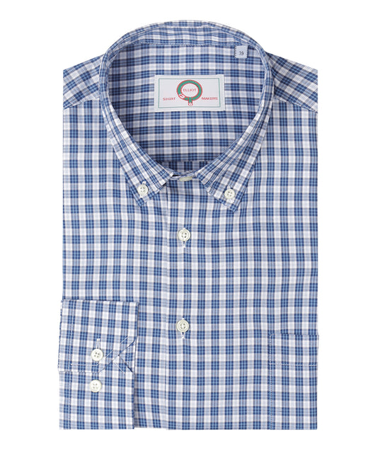 Shirt Button Down | Blauw Ruit