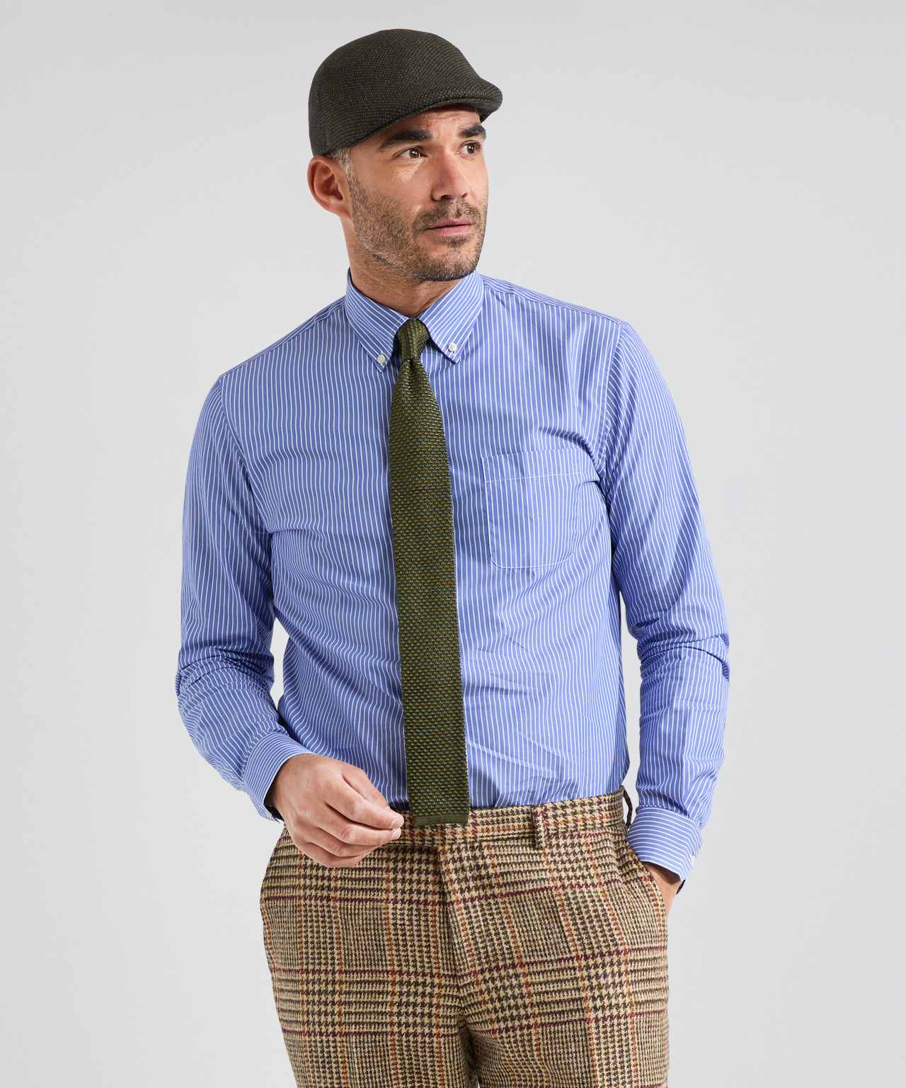 Shirt Button Down | Donker Blauw Streep Fijn