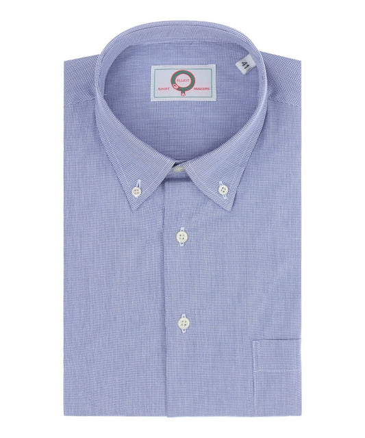 Shirt Button Down | Donker Blauw Ruit Micro