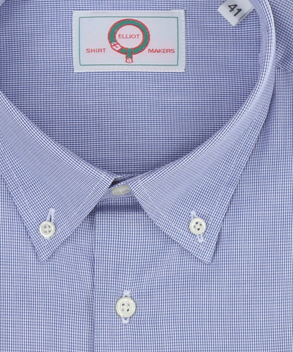 Shirt Button Down | Donker Blauw Ruit Micro