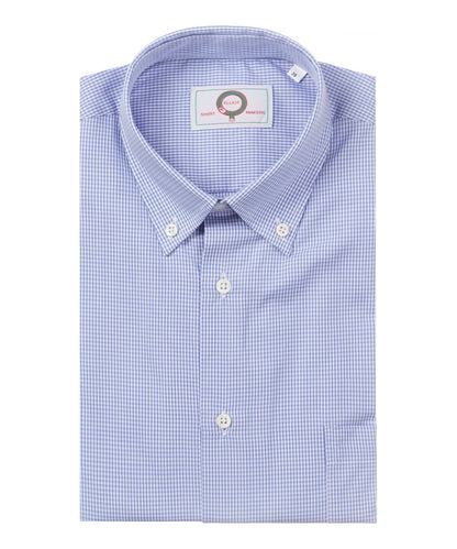 Shirt Button Down | Blauw Ruit Micro