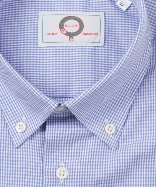 Shirt Button Down | Blauw Ruit Micro