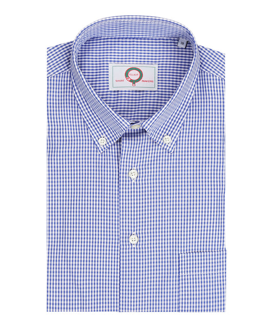 Shirt Button Down | Blauw Ruit Fijn