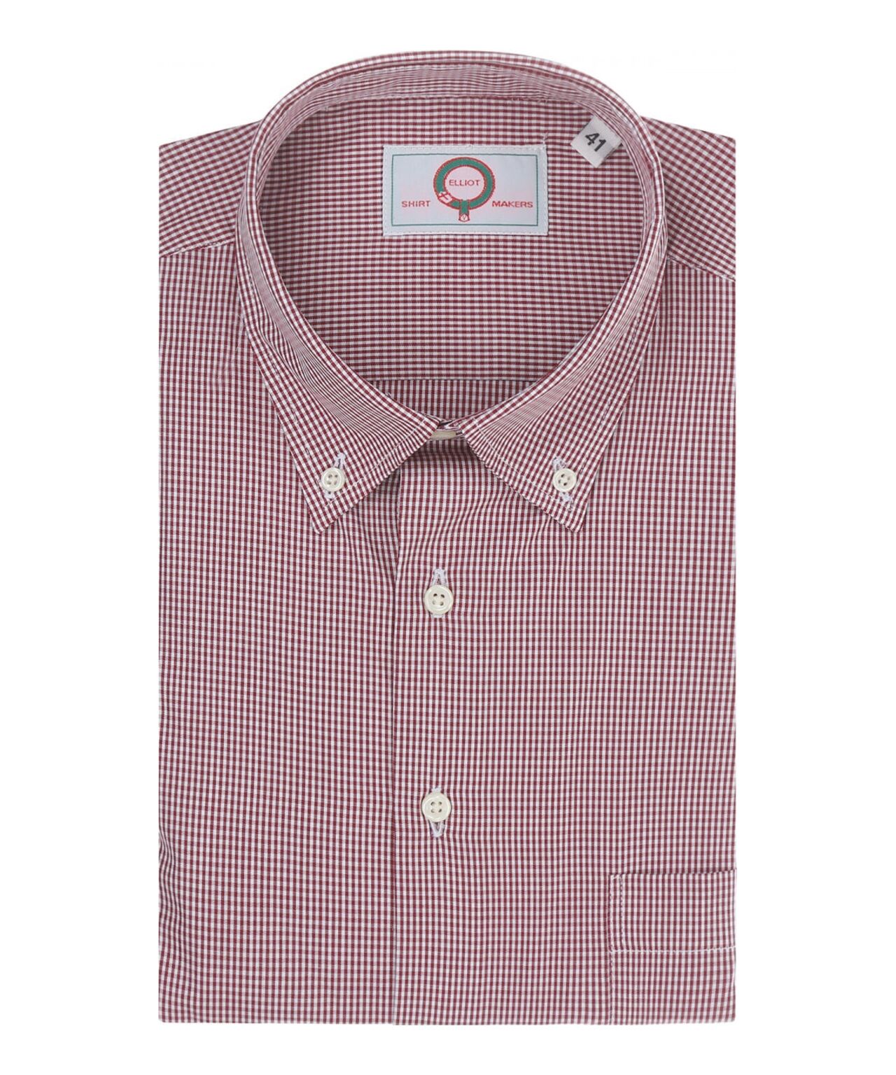Shirt Button Down | Donker Rood Ruit Fijn