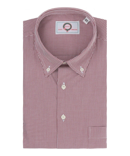Shirt Button Down | Donker Rood Ruit Fijn