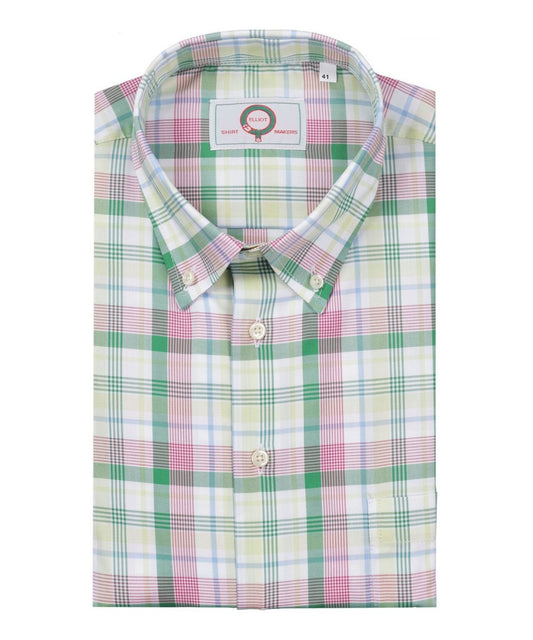 Shirt Button Down | Geel Groen Multi Ruit