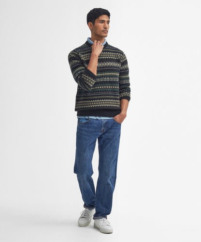 Barbour Fairisle Crew Neck Pullover | Black