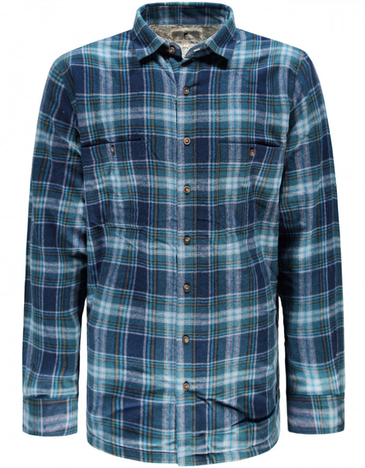 Fleece Lined Shirt | Blauw melange ruit