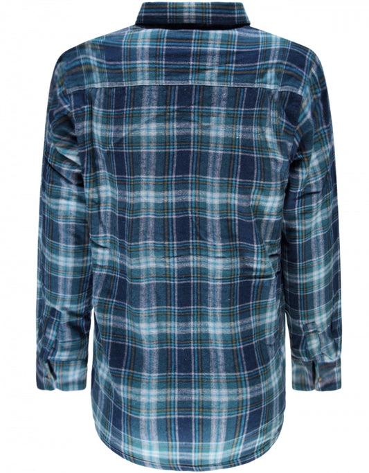 Fleece Lined Shirt | Blauw melange ruit