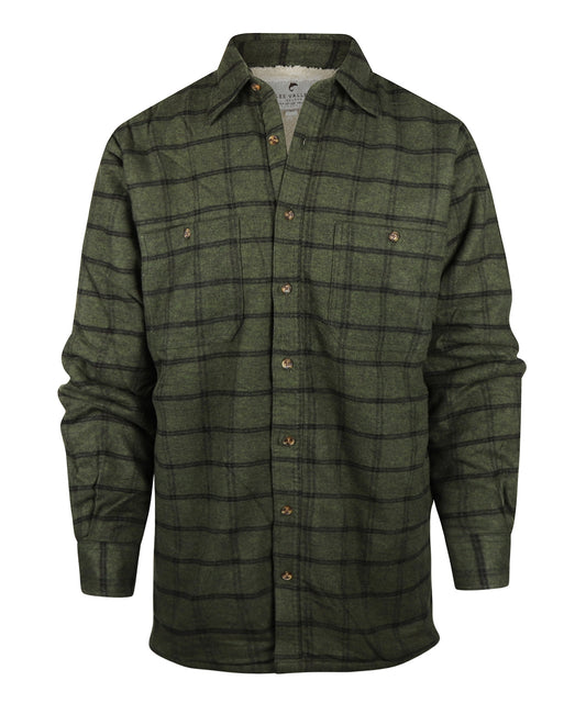 Fleece Lined Shirt | Groen melange/Zwarte ruit