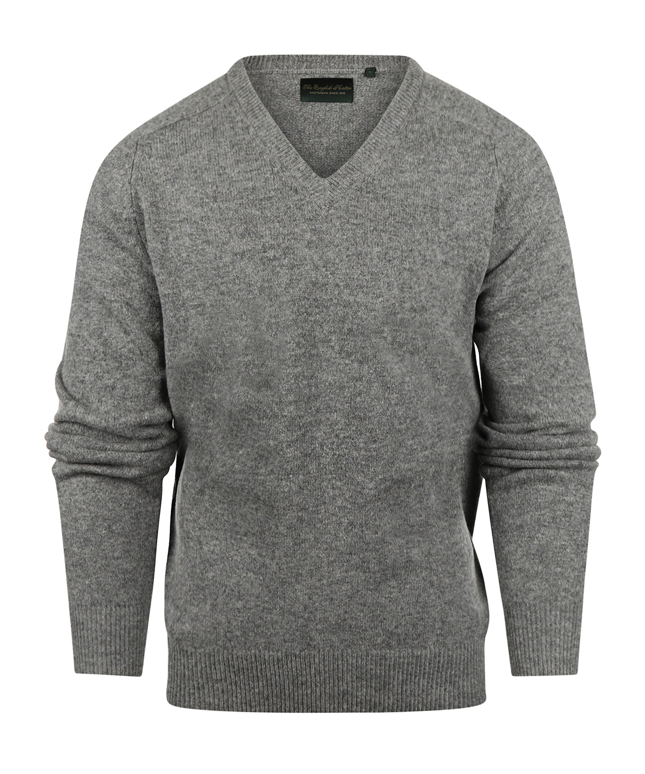 Klassischer Lammwollpullover mit V-Ausschnitt | Grau