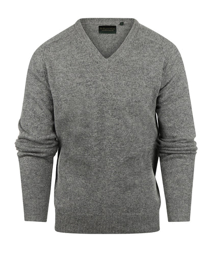 Klassischer Lammwollpullover mit V-Ausschnitt | Grau
