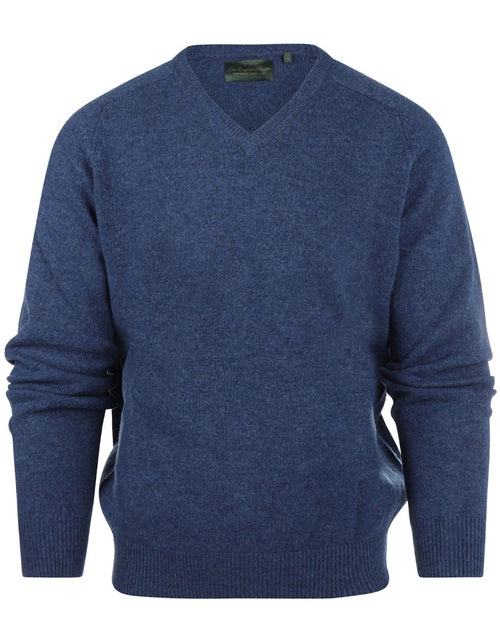 Pullover klassiek Lamswol v-hals | Blauw