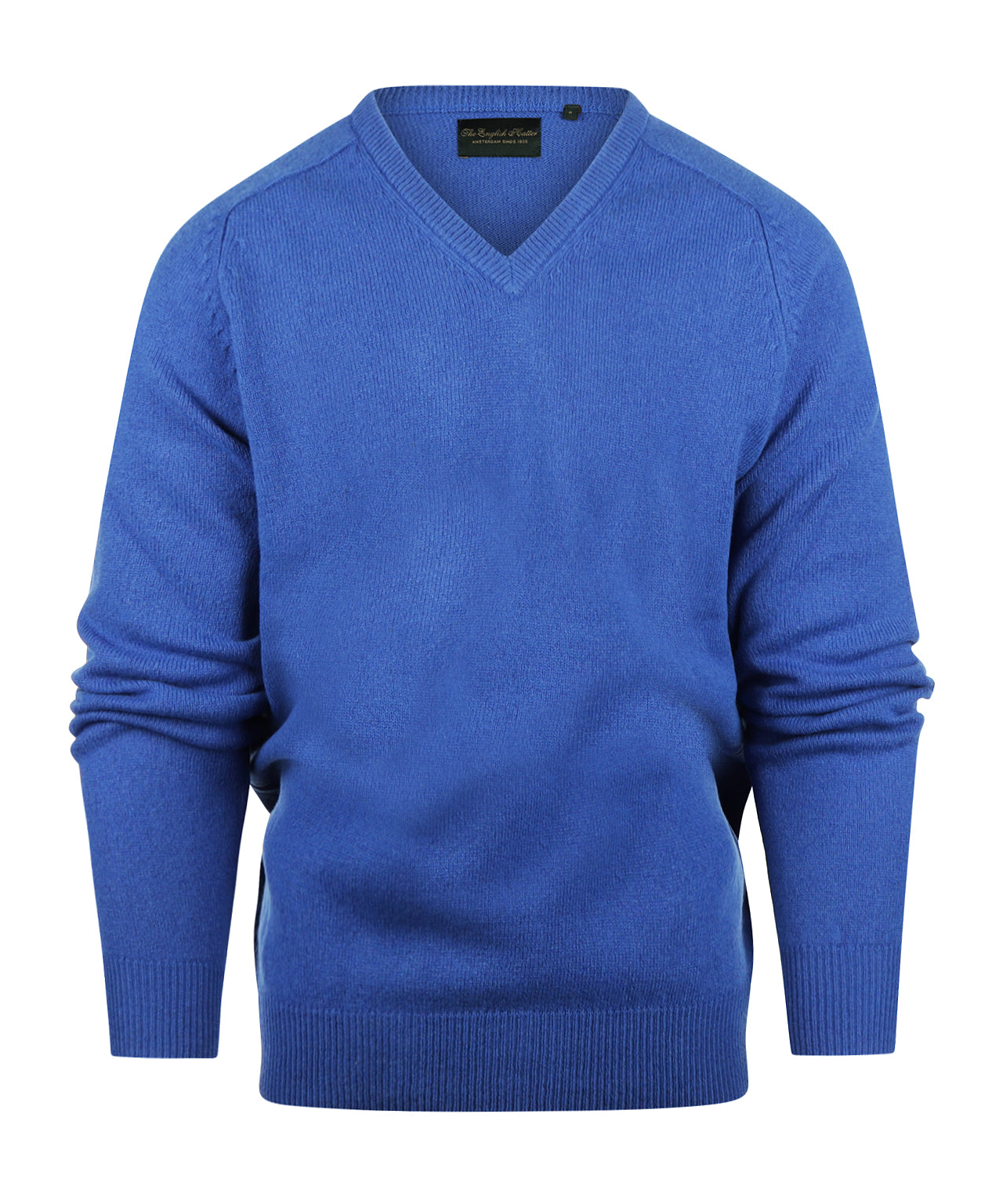 Klassischer Lammwollpullover mit V-Ausschnitt | Blau