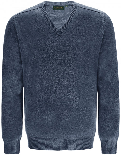 Pullover klassiek Lamswol v-hals | Denim Blauw