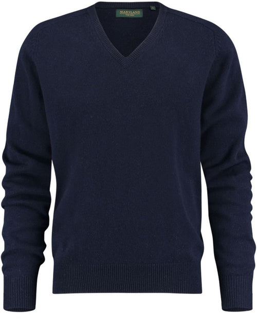 Pullover klassiek Lamswol v-hals | Navy Blauw