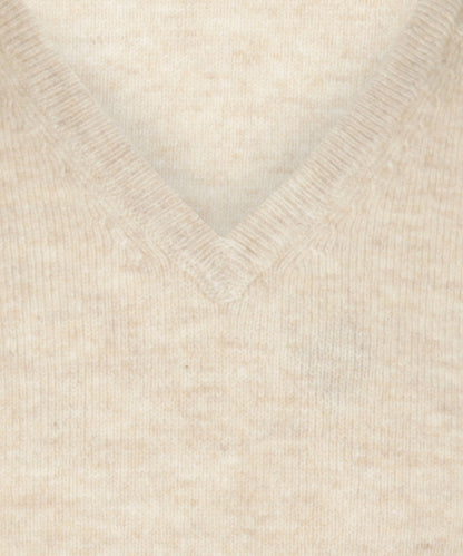 Lamswol V-Hals Pullover | Lichtbeige