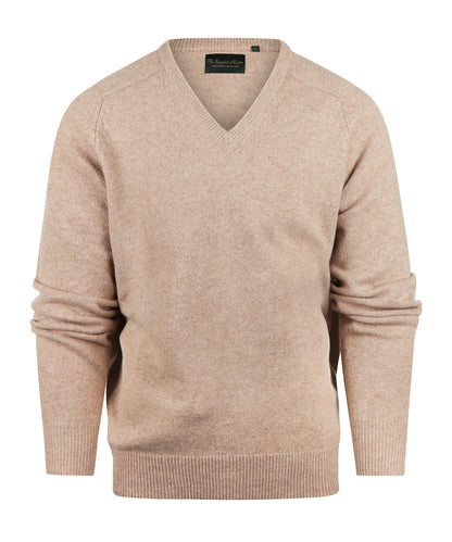 Klassischer Lammwollpullover mit V-Ausschnitt | Braun