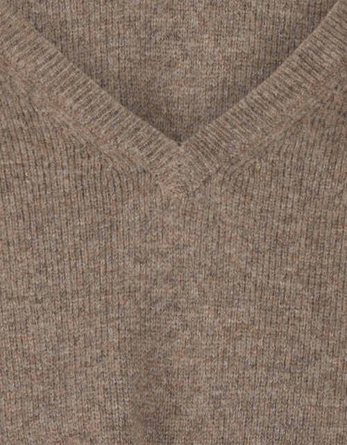 Pullover klassiek Lamswol v-hals | Bruin