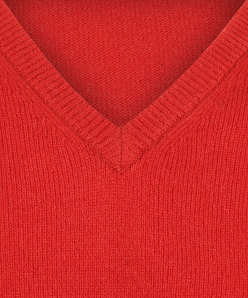 Pullover klassiek Lamswol v-hals | Rood