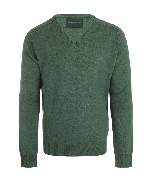 Lamswol V-Hals Pullover | Groen Melange