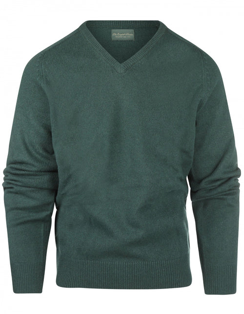 Pullover klassiek Lamswol v-hals | Groen