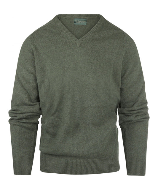 Classic Lambswool v-neck sweater | Green