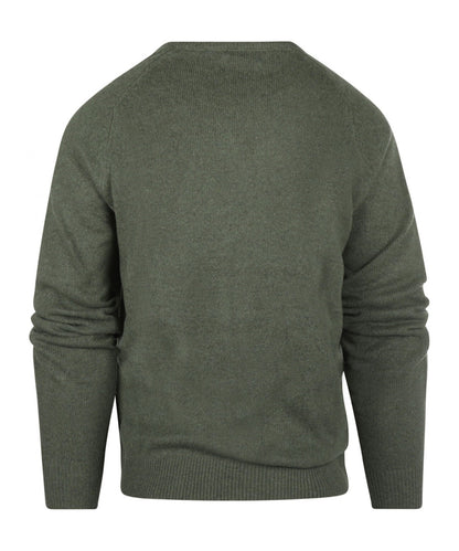 Klassischer Lammwollpullover mit V-Ausschnitt | Grün