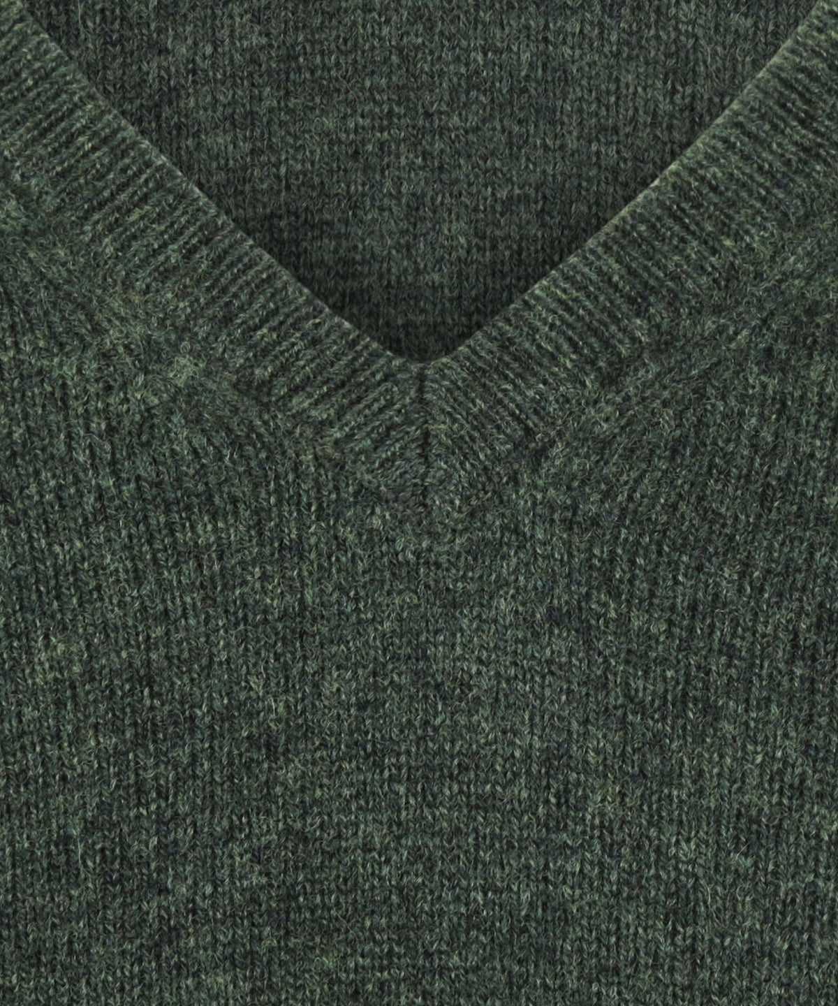 Lamswol V-Hals Pullover | Donker Groen Melange