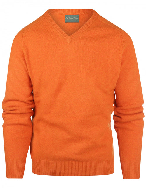 Pullover klassiek Lamswol v-hals | Oranje