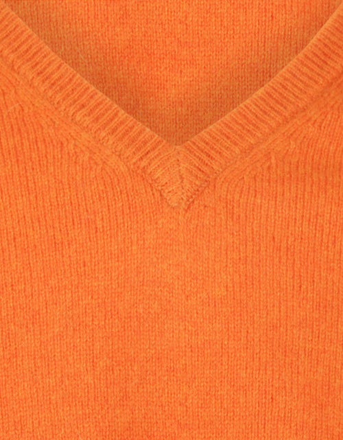 Pullover klassiek Lamswol v-hals | Oranje