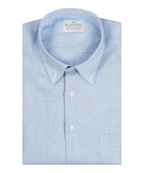 Overhemd linnen lange mouwen | Blauw