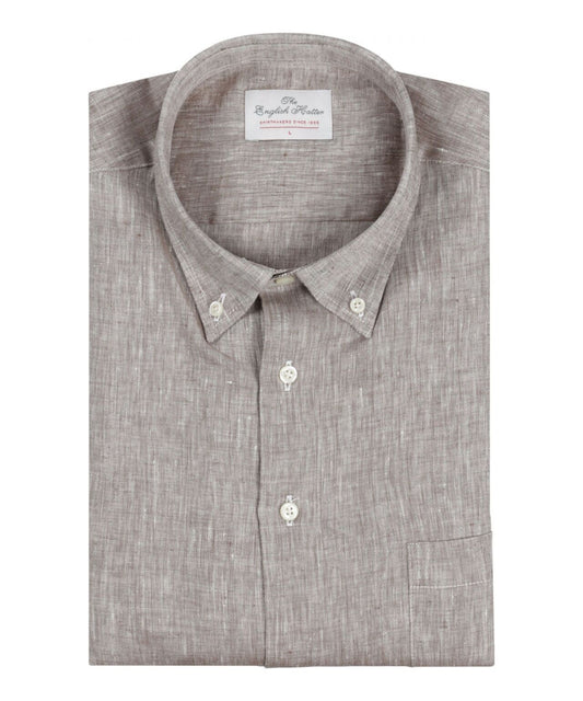 Shirt linen long sleeves | Brown