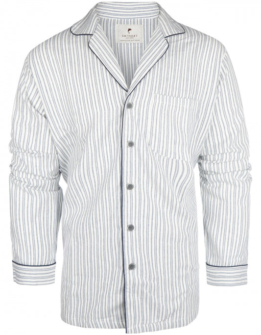 Pyjama Flannel | Wit/Lichtblauwe streep