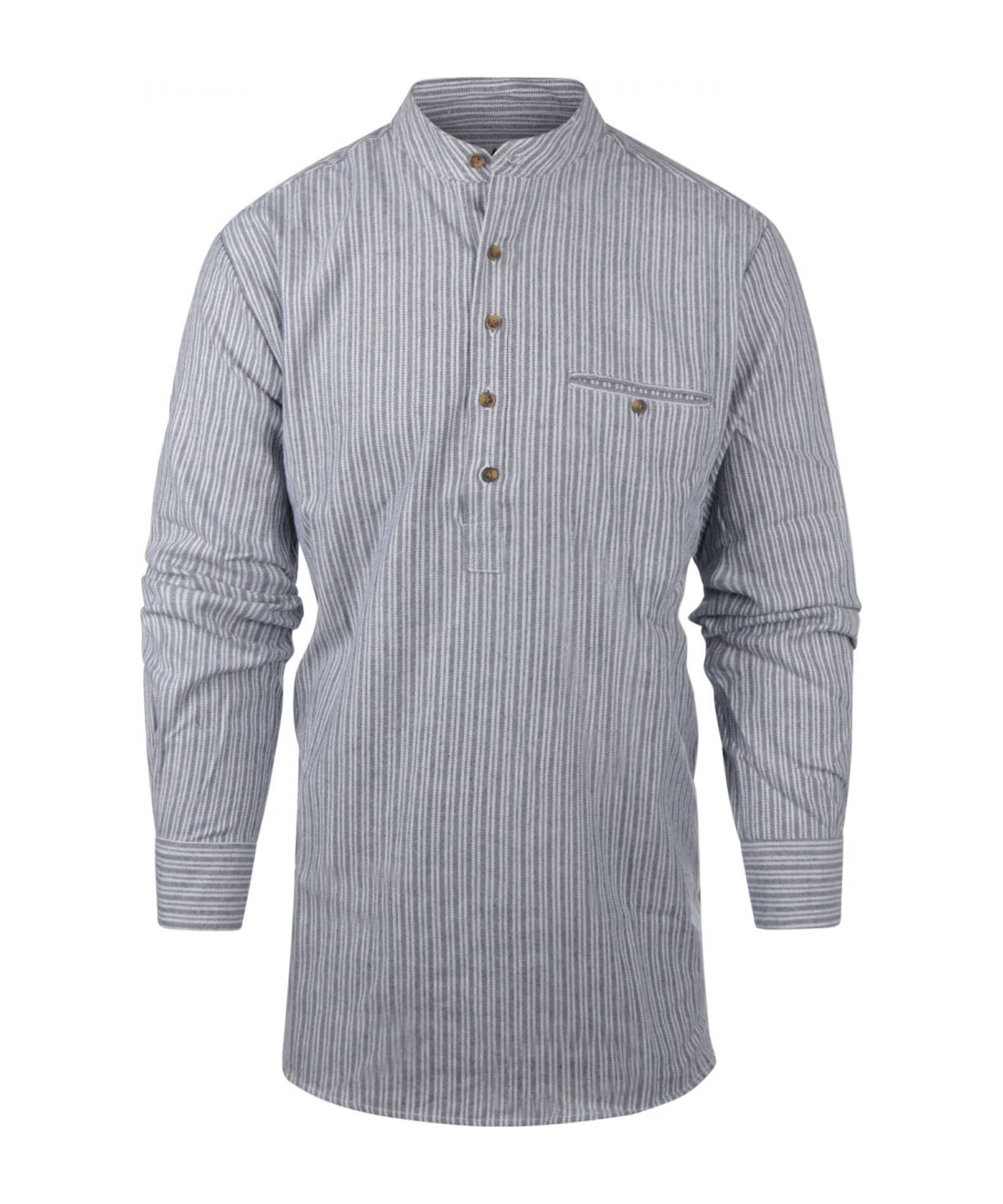 Grandfather Shirt | Grijs/Lichtgrijs streep