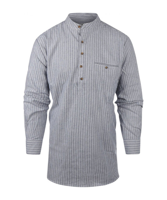 Grandfather Shirt | Grijs/Lichtgrijs streep