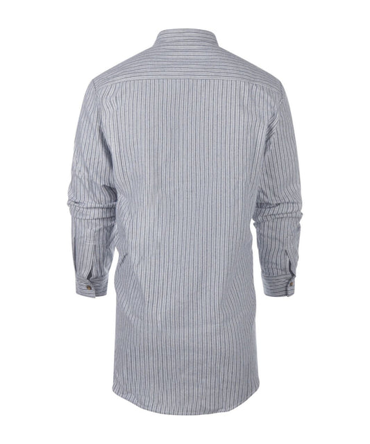 Grandfather Shirt | Grijs/Lichtgrijs streep