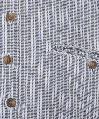 Grandfather Shirt | Grijs/Lichtgrijs streep