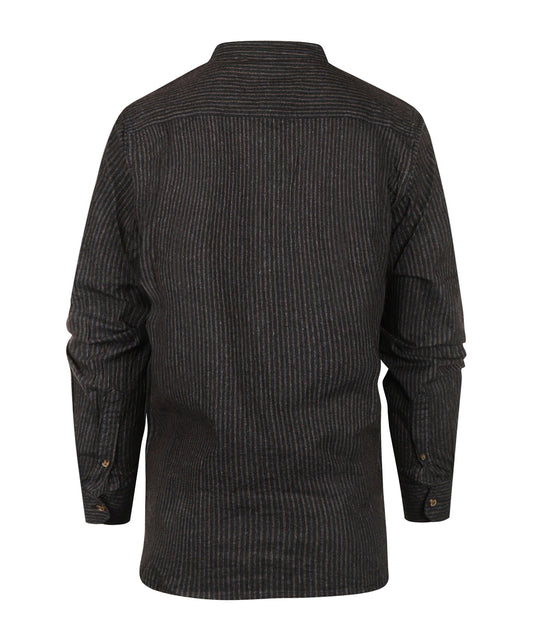 Grandfather Shirt | Donkergrijs/Grijs streep