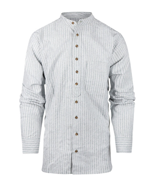 Grandfather Shirt | Lichtgrijs/Wit streep