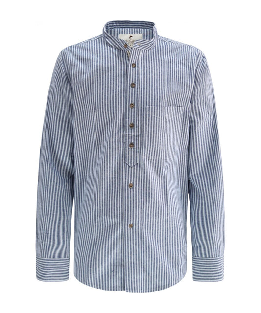 Grandfather Shirt | Navy/Wit streep