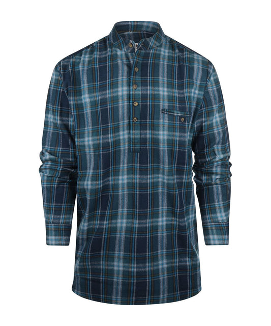 Grandfather Shirt | Navy/Groen ruit