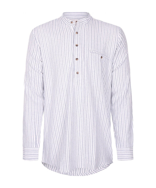 Grandfather Shirt | Wit/Blauw streep