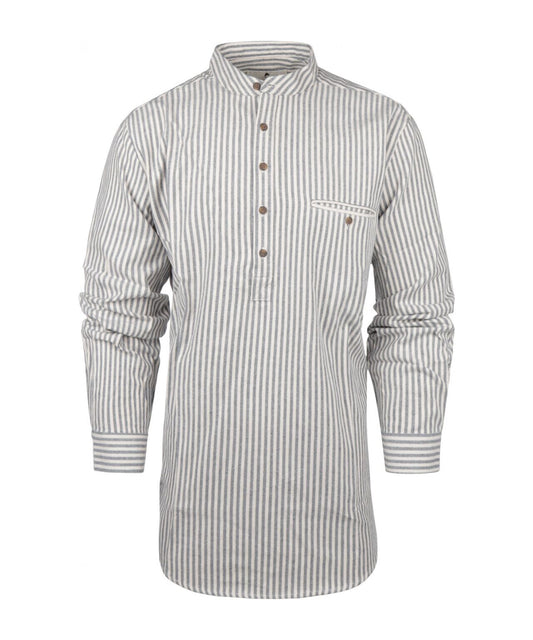 Grandfather Shirt | Wit/Blauw streep