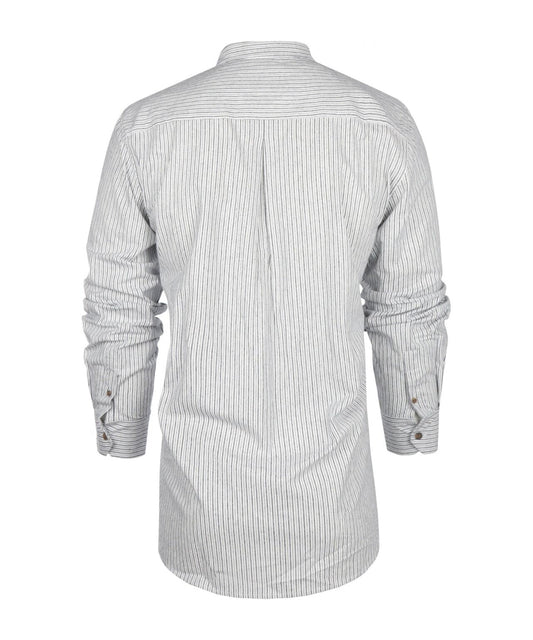 Grandfather Shirt | Wit/Blauw kleine streep
